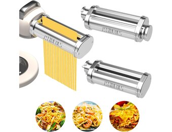 Kenwood-pastamachine voor KVC/KVL keukenmachines, 3-in-1 pastamachine, roestvrij staal, pastamopzet voor Kenwood, spaghettisnijder en fettuccinesnijder