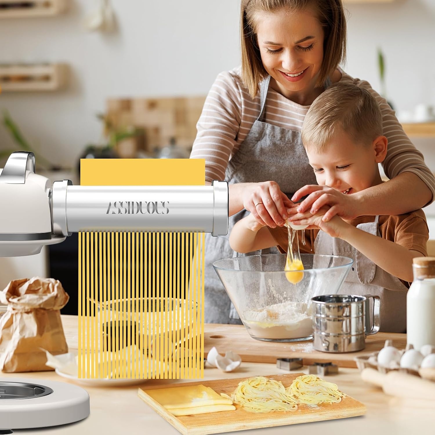 Kenwood-pastamachine voor KVC/KVL keukenmachines, 3-in-1 pastamachine, roestvrij staal, pastamopzet voor Kenwood, spaghettisnijder en fettuccinesnijder