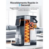 Warmwaterdispenser, 2600 W warm water in seconden, 4 temperatuurniveaus, 4 waterhoeveelheden, 2,5 l tank, compact en energiezuinig, digitaal touchscreen, hittebescherming, kinderbeveiliging, voor