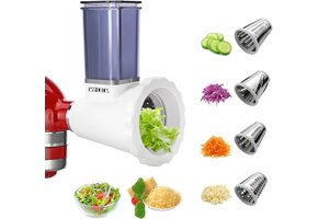 Groentesnijder & Rasp Opzetstuk voor KitchenAid | 4 RVS Messen | 28% Korting