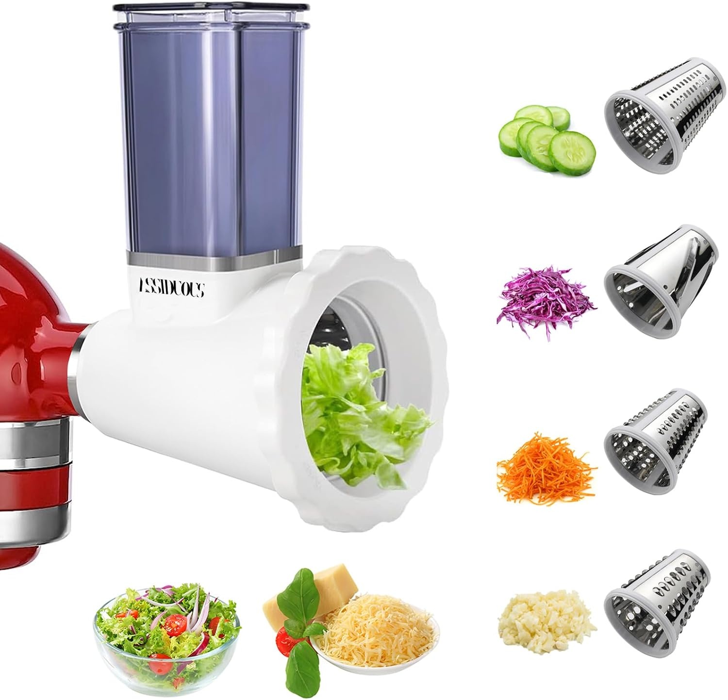 Assiduous Groentesnijder en Rasp voor KitchenAid Mixers - Roestvrij Staal