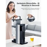 Warmwaterdispenser, 2600 W warm water in seconden, 4 temperatuurniveaus, 4 waterhoeveelheden, 2,5 l tank, compact en energiezuinig, digitaal touchscreen, hittebescherming, kinderbeveiliging, voor