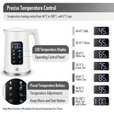 ForMe Roestvrijstalen Waterkoker 1,7 L, Temperatuurkeuze 40-100°C, LED digitale temperatuurweergave,7 Kleuren LED Verlichting, Warmhoudfunctie, BPA-vrij