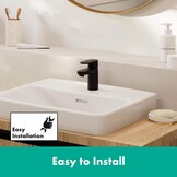 hansgrohe Vernis Blend - Wastafelkraan zonder afvoer, Wastafelmengkraan met uitloop hoogte 71 mm, Badkamerkraan waterbesparend (EcoSmart), mat zwart, 71558670