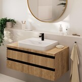 hansgrohe Vernis Blend - Wastafelkraan zonder afvoer, Wastafelmengkraan met uitloop hoogte 71 mm, Badkamerkraan waterbesparend (EcoSmart), mat zwart, 71558670