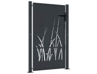 vidaXL Poort 105x155 cm met grasontwerp staal antracietkleurig