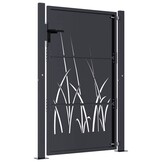 vidaXL Poort 105x155 cm met grasontwerp staal antracietkleurig