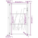 vidaXL Poort 105x155 cm met grasontwerp staal antracietkleurig
