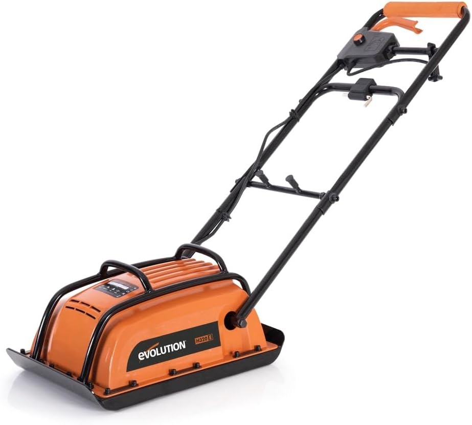 Evolution Power Tools H320-E Hulk Elektroplaatverdichter, elektrisch - Ideaal voor het egaliseren van bestrating, kunstgrasvoorbereiding, patio, straatwerk, zand, aarde - 2 jaar garantie, 230V