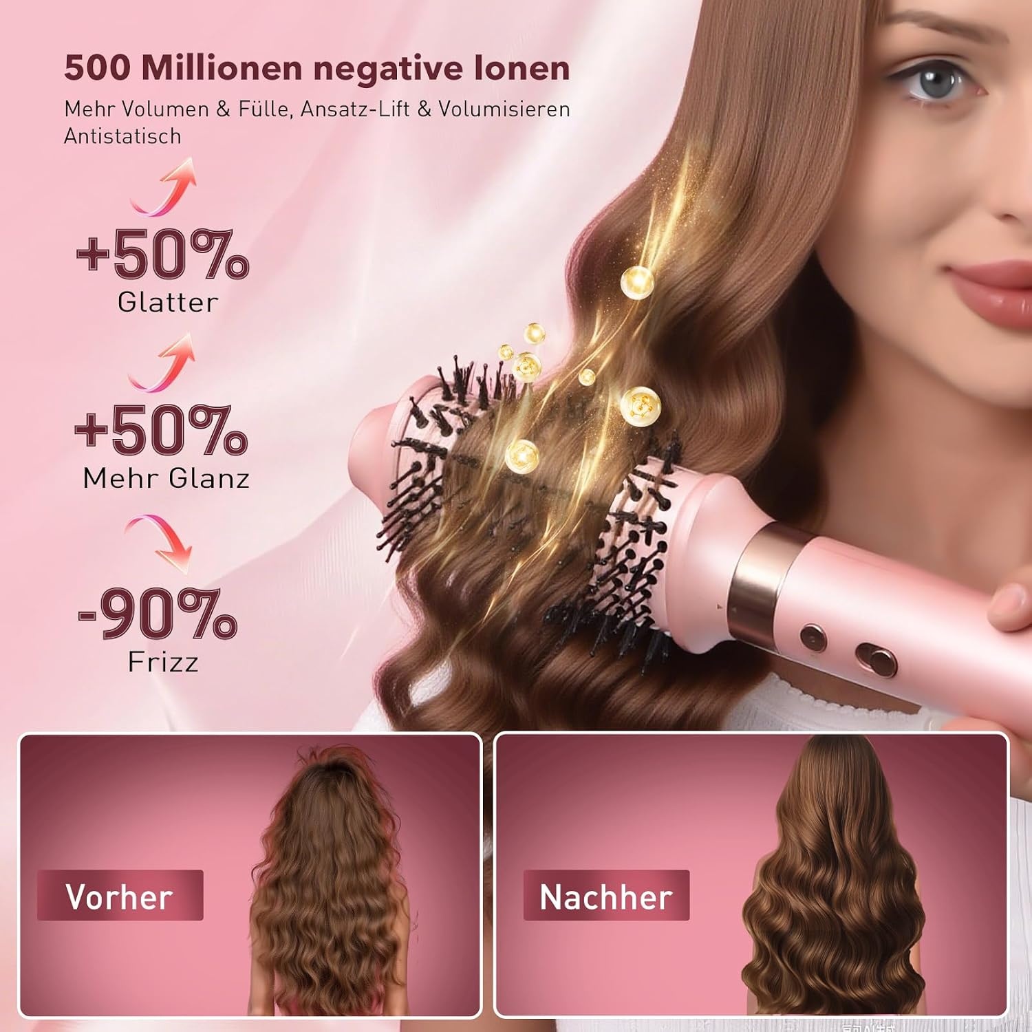6-in-1 Airstyler, krultang, ionen-föhn/haardroger en stijltang, krultang, auto-krullen, sneldrogend, volume, zonder schade door hitte, met reistas en hittebestendige handschoen