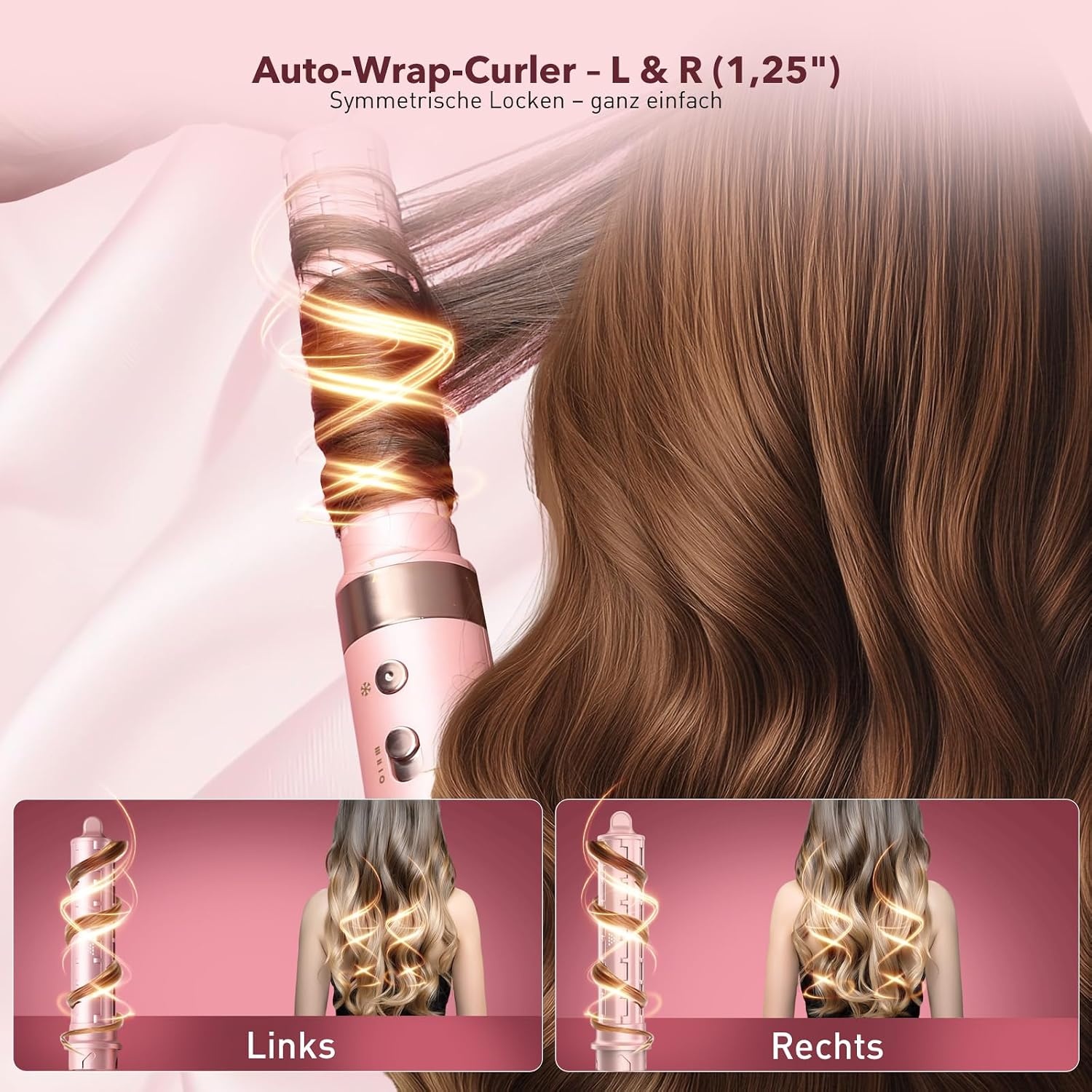 6-in-1 Airstyler, krultang, ionen-föhn/haardroger en stijltang, krultang, auto-krullen, sneldrogend, volume, zonder schade door hitte, met reistas en hittebestendige handschoen