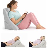Leeskussen, rugkussen, verstelbare hoofdsteun, traagschuim, afneembaar, ademend en antislip, handvat, driehoekig voor rug, nek en benen, 60 x 50 x 30 cm