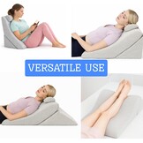 Leeskussen, rugkussen, verstelbare hoofdsteun, traagschuim, afneembaar, ademend en antislip, handvat, driehoekig voor rug, nek en benen, 60 x 50 x 30 cm