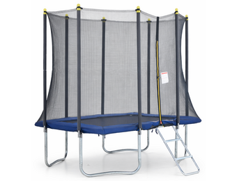 Trampoline Blauw 215x155cm met Veiligheidsnet & Ladder - 35% Korting