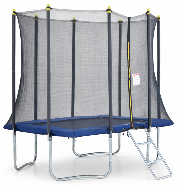Trampoline Blauw 215x155cm met Veiligheidsnet & Ladder - 35% Korting