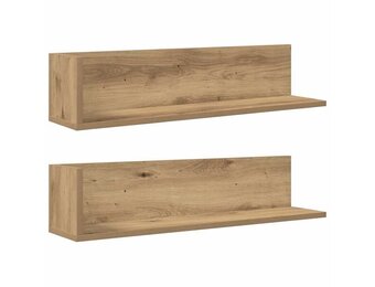 vidaXL Wandschappen 2 st 75x16,5x16,5 bewerkt hout artisanaal eiken