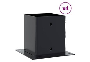 VidaXL Paalvoeten Vierkant (4 stuks) - 121x121 mm - Gepoedercoat Staal - Antraciet - 40% Korting