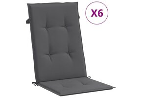 vidaXL Tuinstoelkussens 6 st hoge rug stof antraciet - 40% korting
