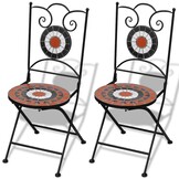 vidaXL Bistrostoelen inklapbaar 2 st keramiek terracottakleurig en wit