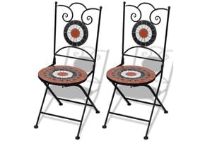 vidaXL Bistrostoelen Keramiek Terracotta/Wit - Inklapbaar (2 stuks)