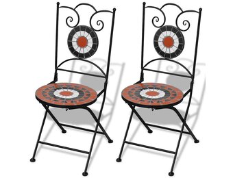 vidaXL Bistrostoelen inklapbaar 2 st keramiek terracottakleurig en wit