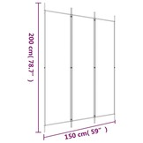 vidaXL Kamerscherm met 3 panelen 150x200 cm stof zwart