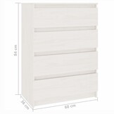 Bijzetkast van Grenenhout (Wit) - 60x36x84 cm - 35% Korting