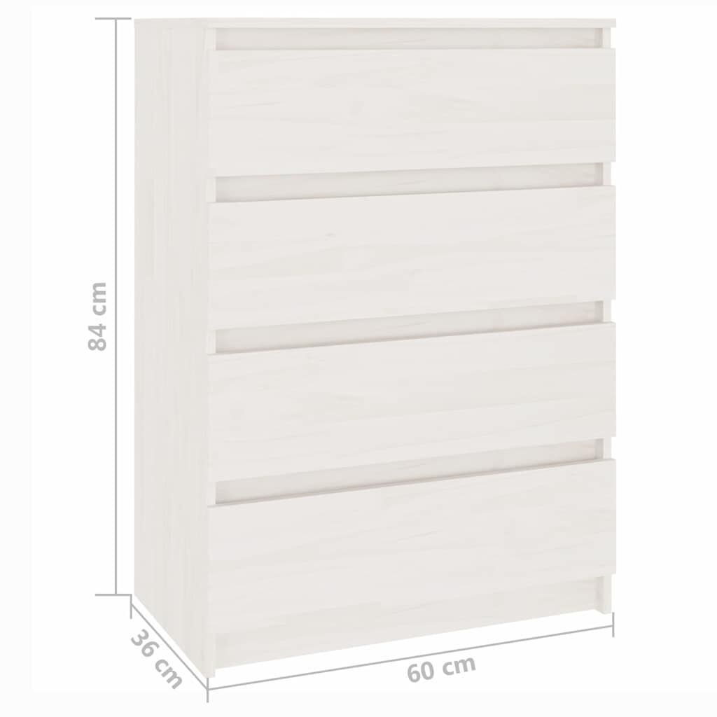 vidaXL Bijzetkast 60x36x84 cm massief grenenhout wit