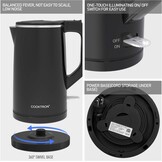 Cooktron Stille Waterkoker 1,7 Liter - Dubbelwandig - Zwart - 2000W