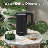 Cooktron Stille Waterkoker 1,7 Liter - Dubbelwandig - Zwart - 2000W