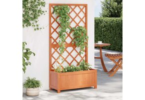 Plantenbak met Latwerk van Vurenhout 70x30x135 cm Bruin (65% Korting)
