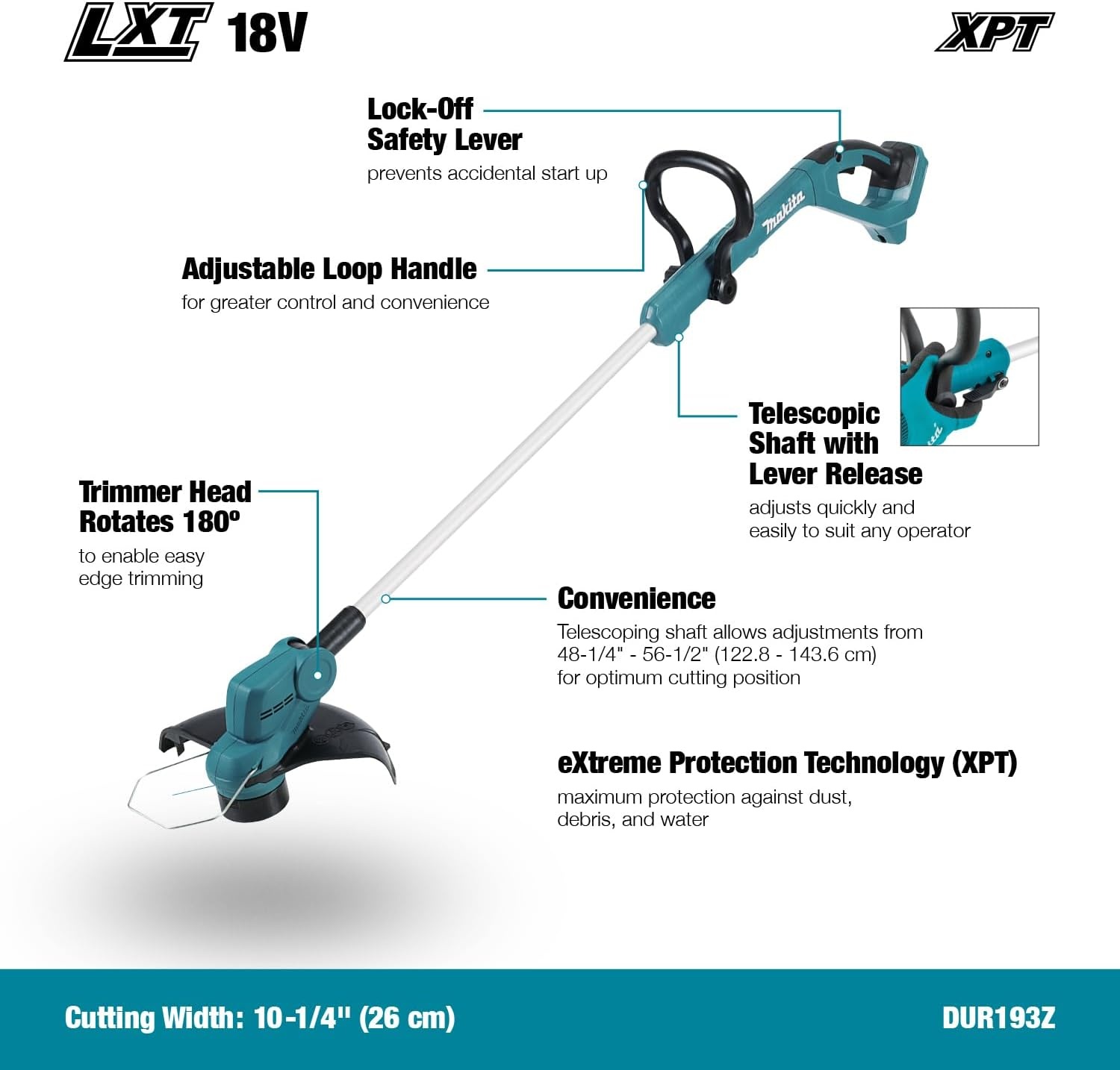 Grastrimmer BL 18V LXT telescoop DUR193Z