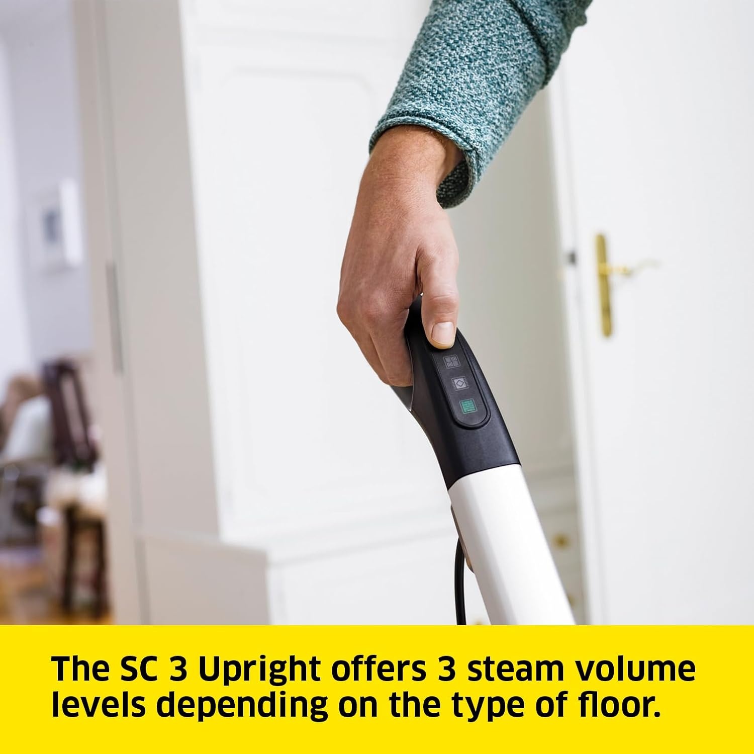 Kärcher stoomreiniger SC 3 Upright EasyFix, opwarmtijd: 0,5 min., oppervlaktecapaciteit: ca. 60 m², tank: 0,5 l, verwarmingsvermogen: 1.600 W, met vloermondstuk, vloerdoek, tapijtglijder