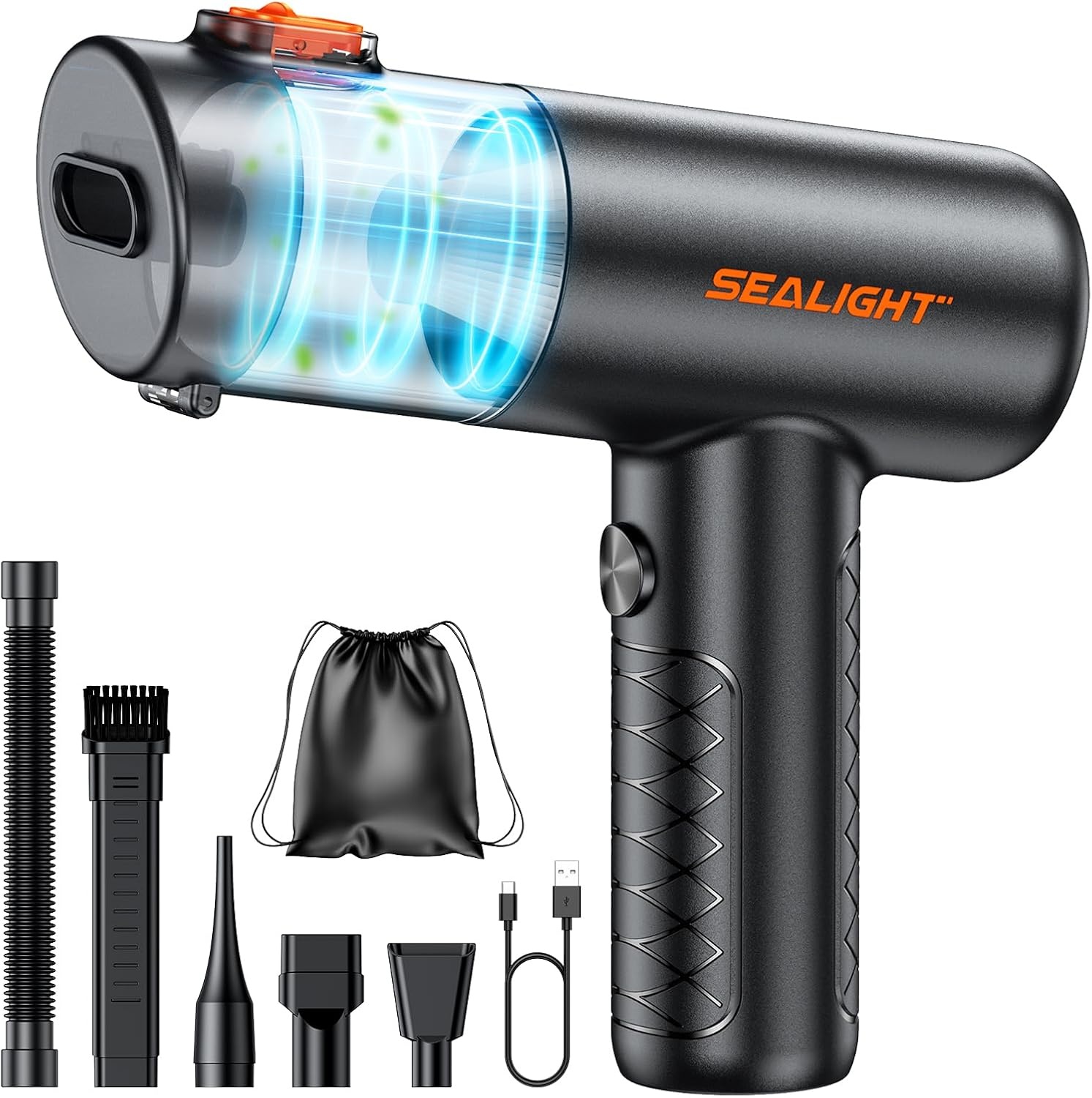 SEALIGHT Draadloze Handstofzuiger Zwart - 32000Pa - 4-in-1 - Voor Auto en Huishouden