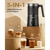 Rafow 5-in-1 Elektrische Melkopschuimer 320ml - Zwart