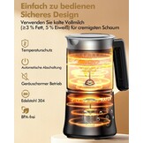 Rafow 5-in-1 Elektrische Melkopschuimer 320ml - Zwart
