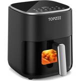 TOPZEE Heteluchtfriteuse 5 Liter - Airfryer met kijkvenster en 12 programma's - Zwart
