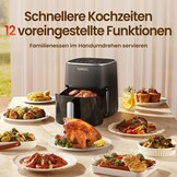 TOPZEE Heteluchtfriteuse 5 Liter - Airfryer met kijkvenster en 12 programma's - Zwart