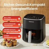 TOPZEE Heteluchtfriteuse 5 Liter - Airfryer met kijkvenster en 12 programma's - Zwart