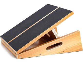 Professioneel houten schuine plank, verstelbare hellingsplank en kuitstretcher, rekplank - extra ontwerp met zijhandgreep voor draagbaarheid - 16" x 12,5", 5 posities