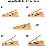 Professioneel houten schuine plank, verstelbare hellingsplank en kuitstretcher, rekplank - extra ontwerp met zijhandgreep voor draagbaarheid - 16" x 12,5", 5 posities