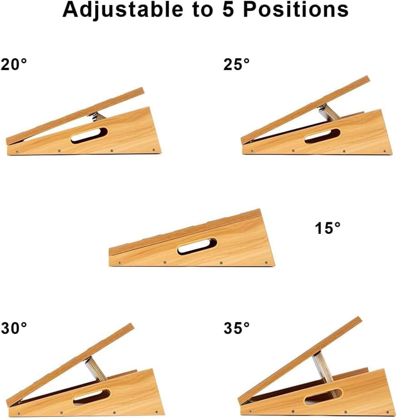 Professioneel houten schuine plank, verstelbare hellingsplank en kuitstretcher, rekplank - extra ontwerp met zijhandgreep voor draagbaarheid - 16" x 12,5", 5 posities