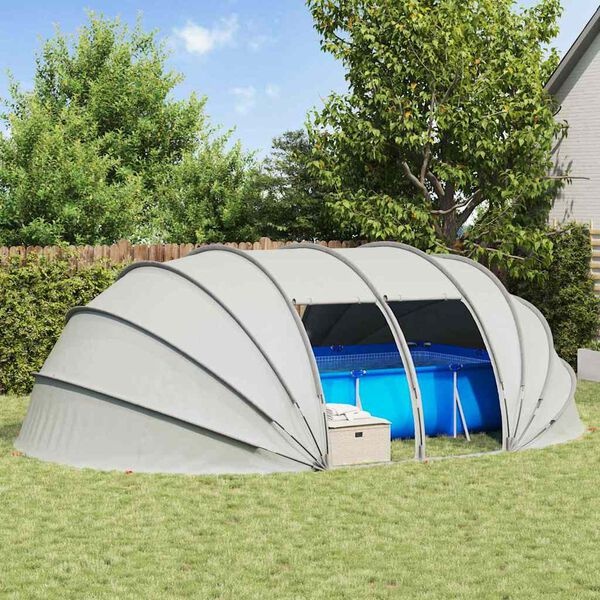 vidaXL Zwembad Tent Koepel Grijs 640 x 432 x 205 cm