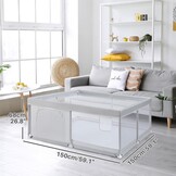 BEJOY Babybox, 150 cm Compact en Sterk, Schuimbescherming, Antislip Veiligheids Speeltuin met Transparant Ademend Gaas Ronde Ritsdeur Kinder activiteiten centrum voor Baby's en Peuters