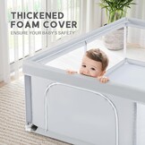 BEJOY Babybox, 150 cm Compact en Sterk, Schuimbescherming, Antislip Veiligheids Speeltuin met Transparant Ademend Gaas Ronde Ritsdeur Kinder activiteiten centrum voor Baby's en Peuters