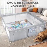 BEJOY Babybox, 150 cm Compact en Sterk, Schuimbescherming, Antislip Veiligheids Speeltuin met Transparant Ademend Gaas Ronde Ritsdeur Kinder activiteiten centrum voor Baby's en Peuters