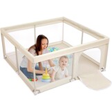 BEJOY Babybox, 150 cm Compact en Sterk, Schuimbescherming, Antislip Veiligheids Speeltuin met Transparant Ademend Gaas Ronde Ritsdeur Kinder activiteiten centrum voor Baby's en Peuters