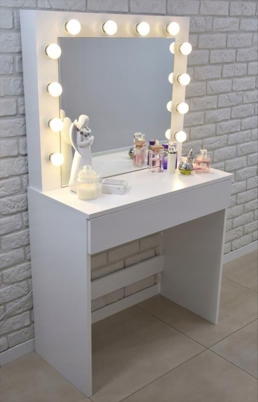Kaptafel - make up tafel - met spiegel - 80x76x140,5 cm - wit