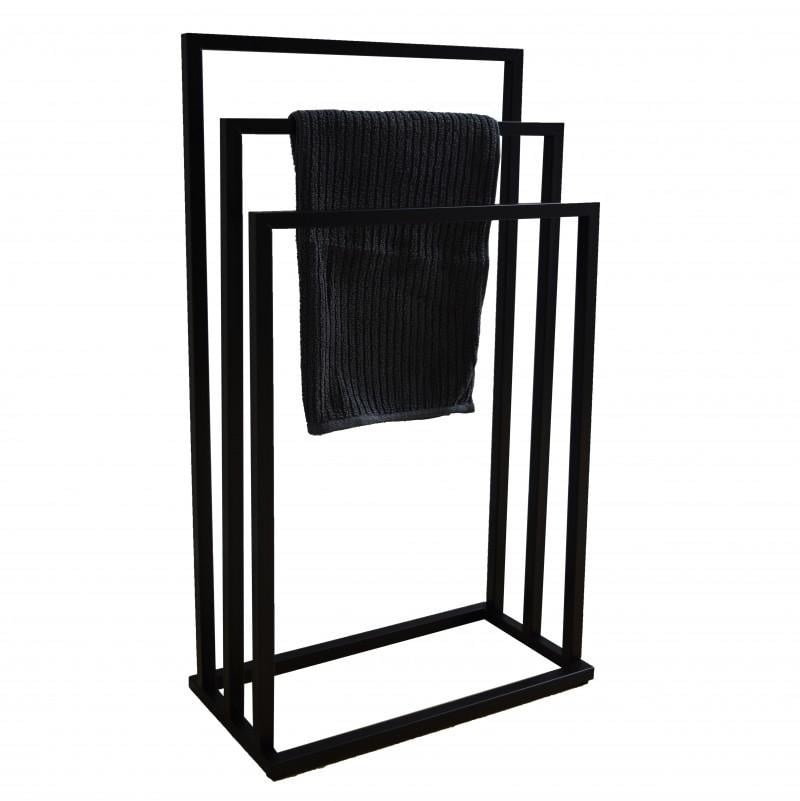 Badkamerhanger handdoekenrek 3 armen zwart
