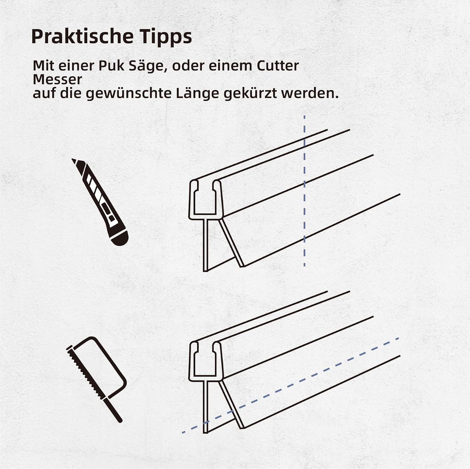 Douchestrip Vervangingsprofiel 2x100cm Transparant PVC voor Glas 4-6mm